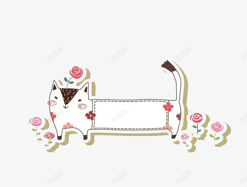 小猫边框png免抠素材_新图网 https://ixintu.com 小猫 小花 调皮 边框