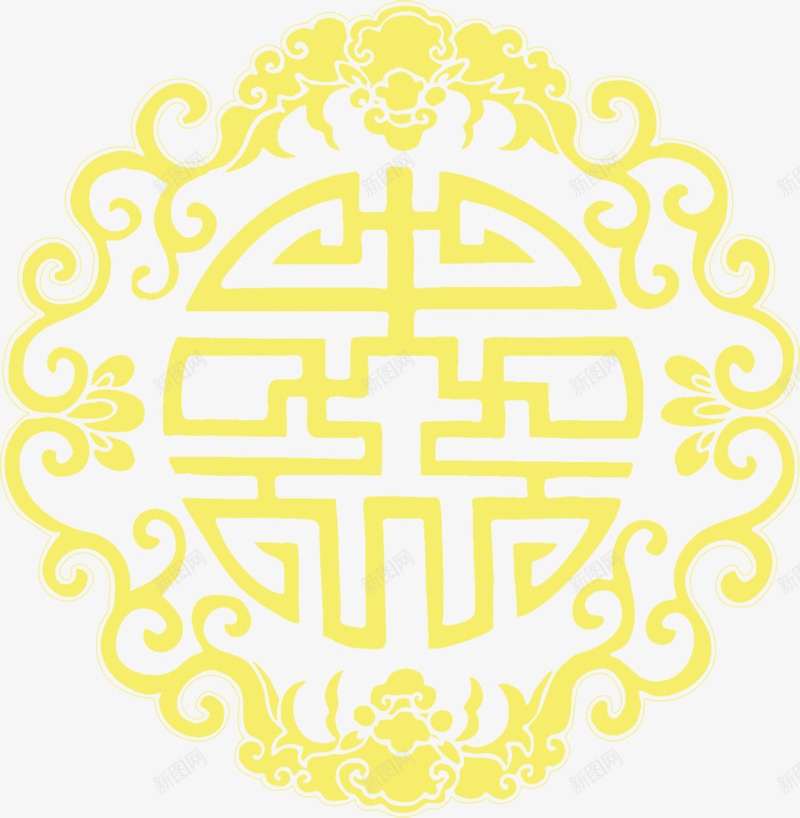 黄色中国春节花纹png免抠素材_新图网 https://ixintu.com 中国 春节 花纹 黄色