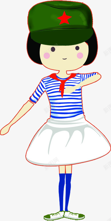 军装卡通女孩毕业png免抠素材_新图网 https://ixintu.com 军装 卡通 女孩 毕业