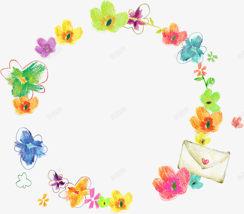 彩色蜡笔花环手绘人物png免抠素材_新图网 https://ixintu.com 人物 彩色 花环 蜡笔