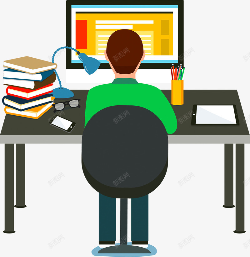 正在办公的男人矢量图ai免抠素材_新图网 https://ixintu.com 做事 办公 工作 男人 矢量图