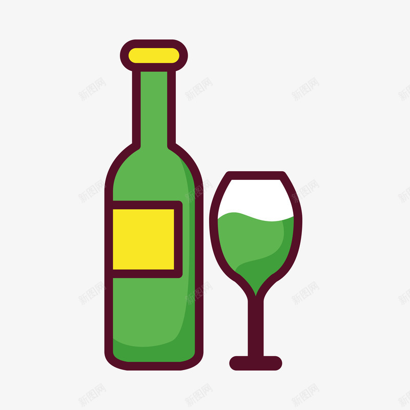 酒和酒杯案矢量图ai免抠素材_新图网 https://ixintu.com 卡通 手绘 渐变 纹路 装饰 质感 酒 酒杯 食物 矢量图