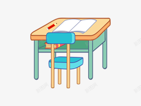 卡通书桌png免抠素材_新图网 https://ixintu.com 书台 书桌 卡通 卡通书桌 椅子