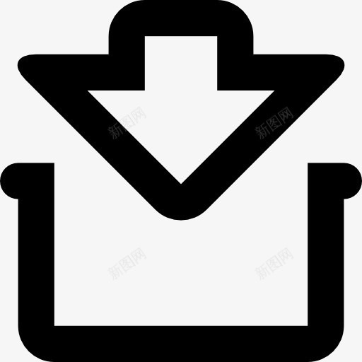箭头指着一个开口的容器图标png_新图网 https://ixintu.com 向下箭头 打开容器 箭头 箭头符号