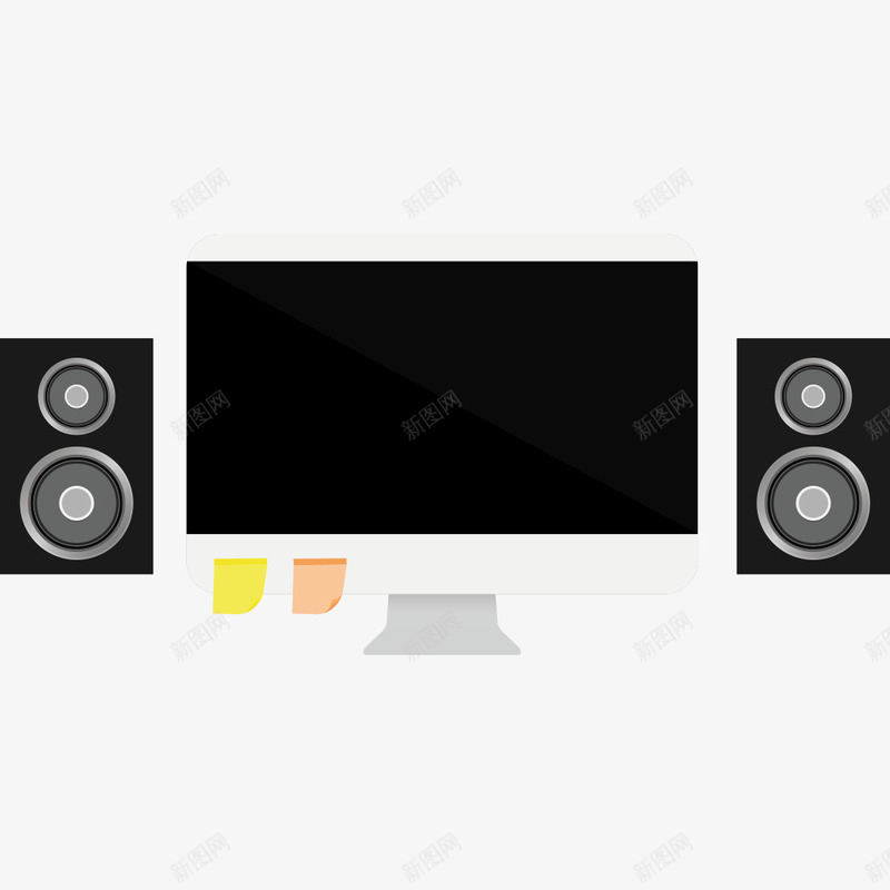 手绘电脑音箱png免抠素材_新图网 https://ixintu.com 便签纸 手绘 电脑 矢量素材 音箱
