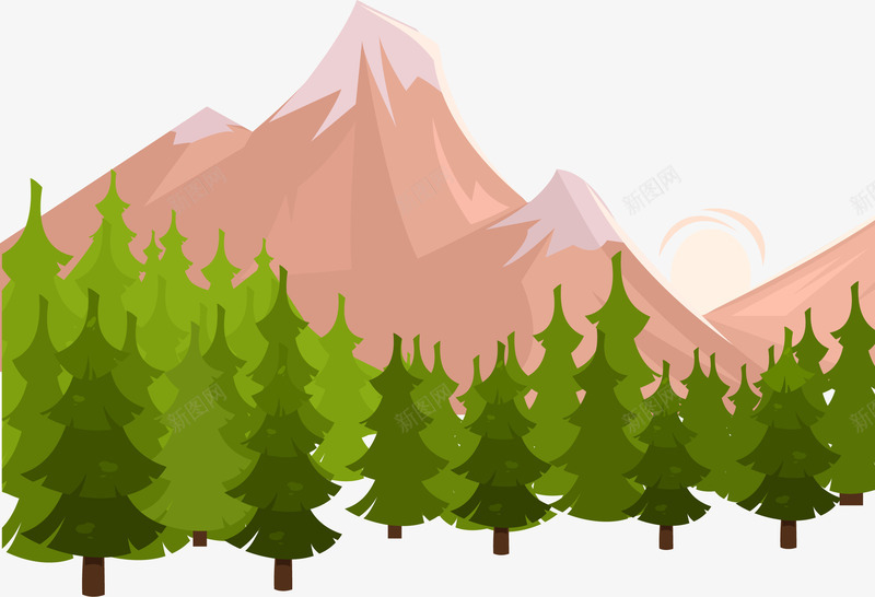 森林雪山png免抠素材_新图网 https://ixintu.com 卡通 回归自然 大自然 山区风景 森林 自然景色 自然风光 雪域高原 雪山