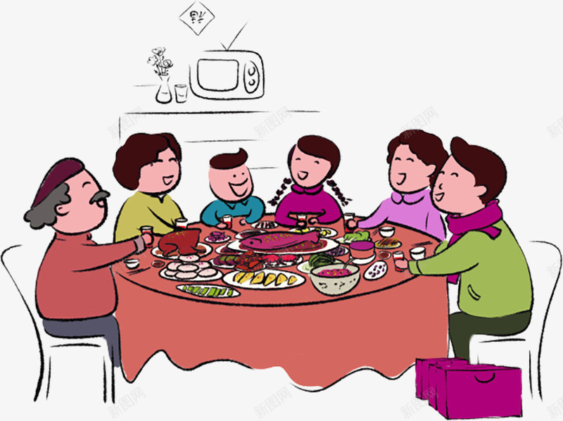 一桌团圆饭png免抠素材_新图网 https://ixintu.com 促销 团圆饭 春节 美食 节日