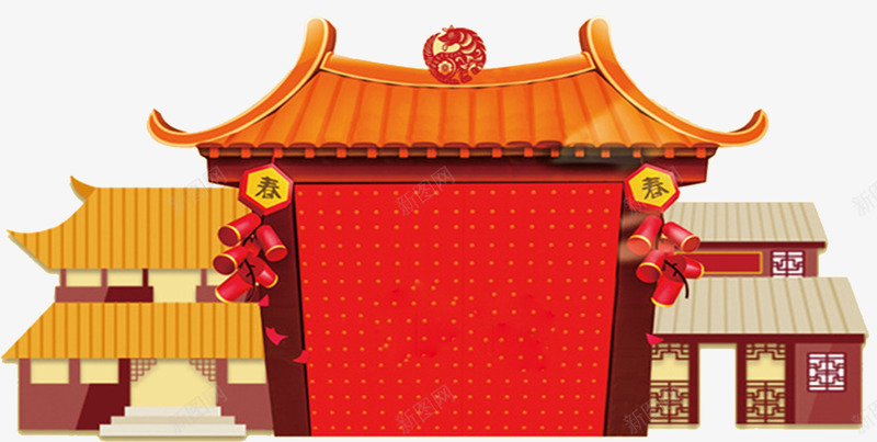 红色中国风春节门框png免抠素材_新图网 https://ixintu.com 中国风 春节 春节门框 红色 红色门框 节日 门框