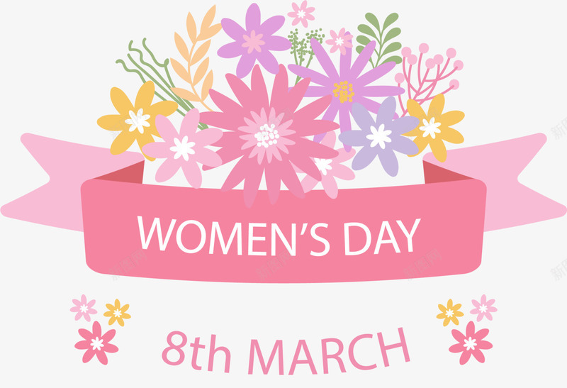 三八妇女节花朵装饰png免抠素材_新图网 https://ixintu.com Day womens 三八妇女节 多彩花朵 美丽花朵 花朵装饰