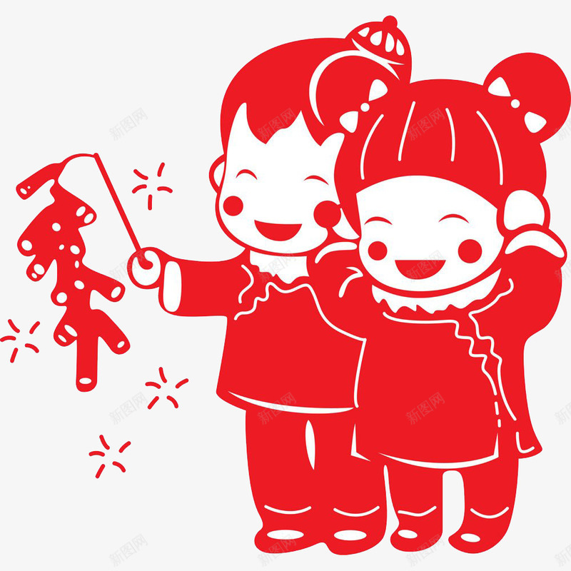 春节元素小孩放鞭炮png免抠素材_新图网 https://ixintu.com 免抠素材 小孩鞭炮 红色元素 鞭炮