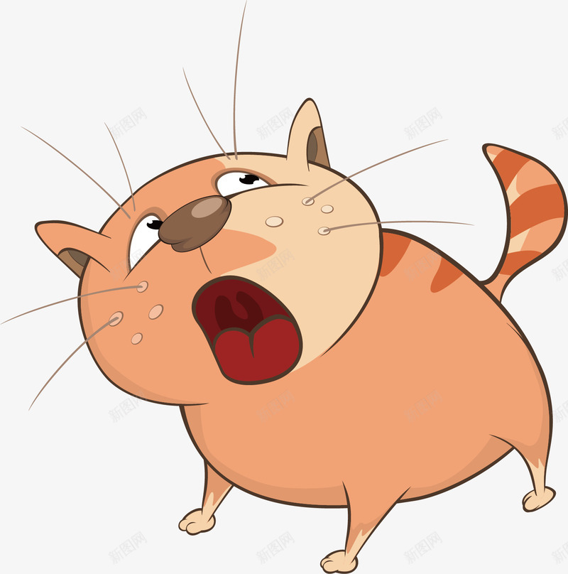 张嘴的猫咪矢量图ai免抠素材_新图网 https://ixintu.com 动物 卡通手绘 可爱 宠物 小猫 橘色 水彩 猫咪 矢量图