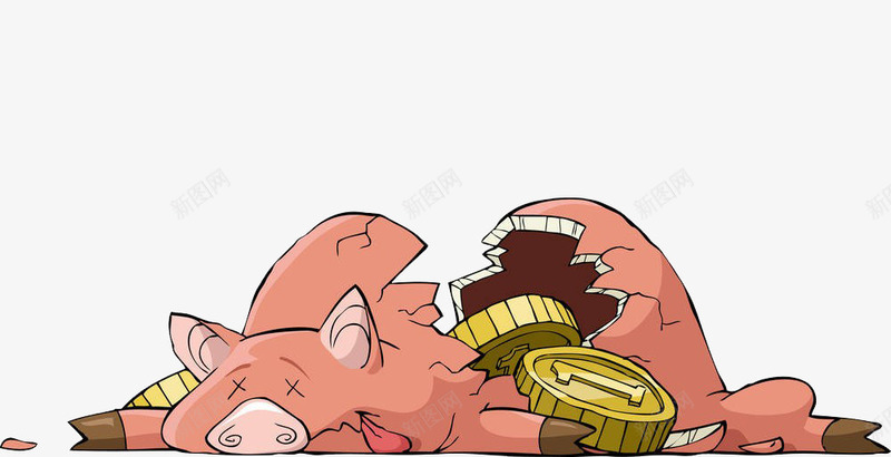 破碎的存钱罐png免抠素材_新图网 https://ixintu.com 倒下 倒了 倒塌 卡通手绘 坏了 坏掉 坏的 塌陷 存钱罐 小猪 推倒 摧毁 破碎