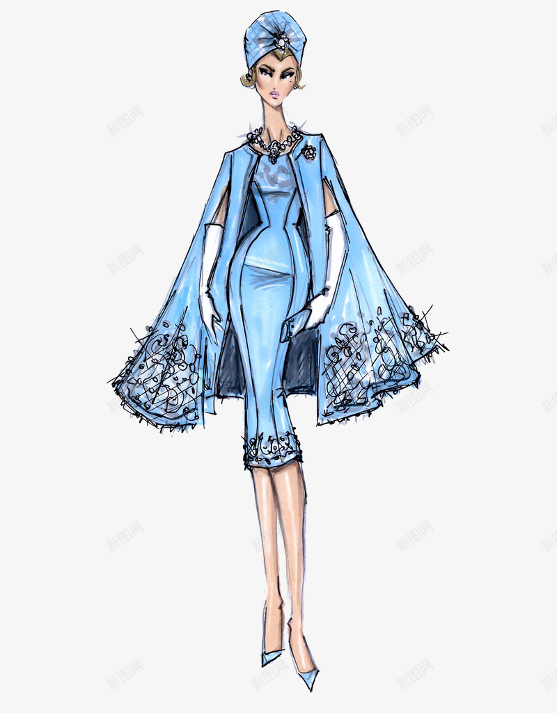 女装时装插画png免抠素材_新图网 https://ixintu.com 女装设计稿 手绘时装模特 手绘时装设计图