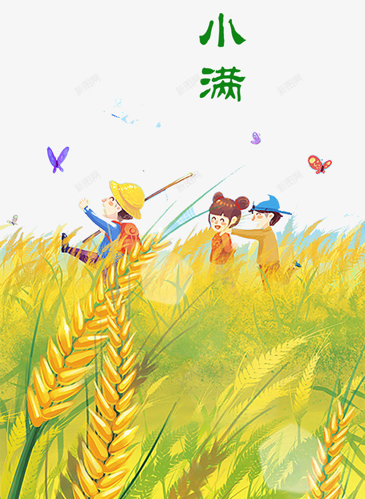 彩色创意小满插画元素png免抠素材_新图网 https://ixintu.com 创意 卡通插画 小满 彩色 环境 紫色 蝴蝶 飞舞
