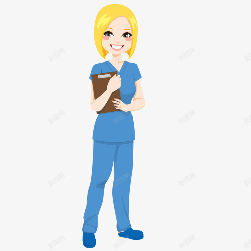 卡通穿蓝色衣服的护士矢量图ai免抠素材_新图网 https://ixintu.com 人物设计 医护人员 卡通 国际护士节 护士 矢量图