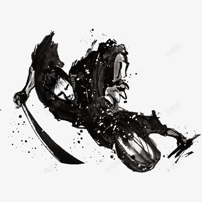 中国风水墨剑客png免抠素材_新图网 https://ixintu.com 中国风 剑客 古典 手绘 武侠 武功 水墨 水墨剑客 江湖 男剑客