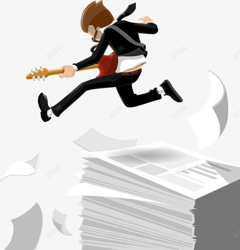 卡通扁平疯狂的商务人士矢量图ai免抠素材_新图网 https://ixintu.com 卡通 商务人士 扁平 疯狂 纸张 矢量图