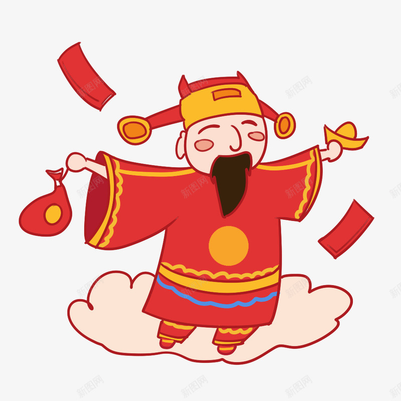 卡通财神到png免抠素材_新图网 https://ixintu.com 喜庆 招财进宝 新年大吉 新年快乐 春节 红包 财神 财神到 过年