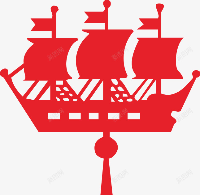 红色帆船矢量图eps免抠素材_新图网 https://ixintu.com 喜庆 帆船 手绘 红色 矢量图