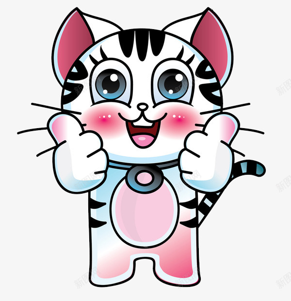 可爱卡通小花猫png免抠素材_新图网 https://ixintu.com 可爱动物 小花猫 点赞 脸红