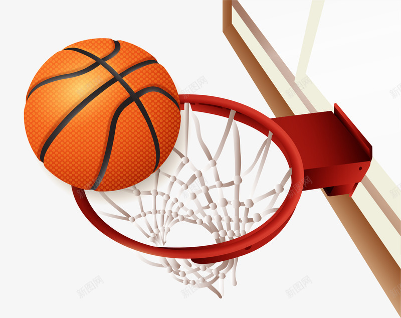 进篮筐的篮球png免抠素材_新图网 https://ixintu.com 大灌篮 打篮球 矢量素材 进球 进球得分