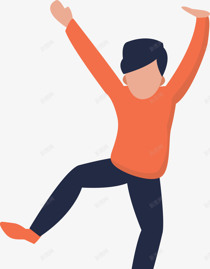 橙衣卡通跳跃男人png免抠素材_新图网 https://ixintu.com 年轻 橙衣男生 活力 跳跃男人 青年 青春