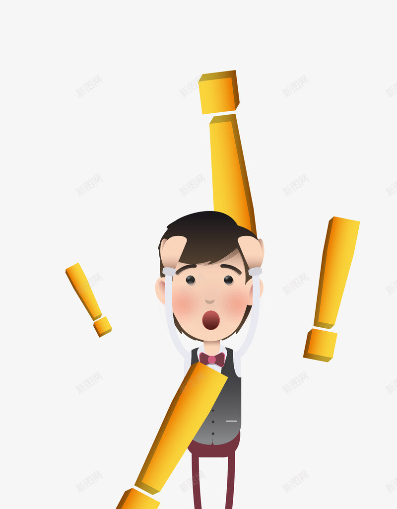 卡通扁平化挠头男人矢量图eps免抠素材_新图网 https://ixintu.com 卡通男人 感叹号 扁平化男人 生气的男人 男人 矢量男人 矢量图