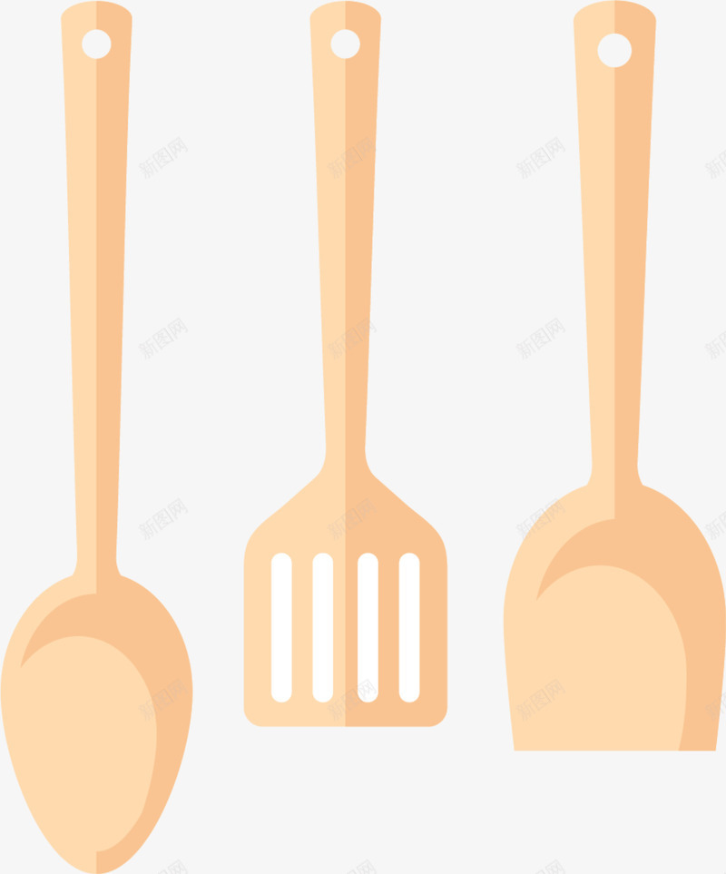 简约黄色木质厨具png免抠素材_新图网 https://ixintu.com 木质厨具 童趣 简约餐具 黄色勺子 黄色木铲 黄色锅铲