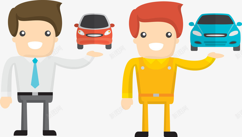 手举汽车的小人png免抠素材_新图网 https://ixintu.com 卡通男人 商务男人 汽车
