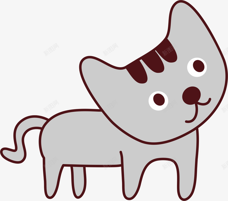 卡通猫咪矢量图ai免抠素材_新图网 https://ixintu.com AI 动物 卡通 小猫 手绘 歪头猫咪 猫咪 矢量图 线条