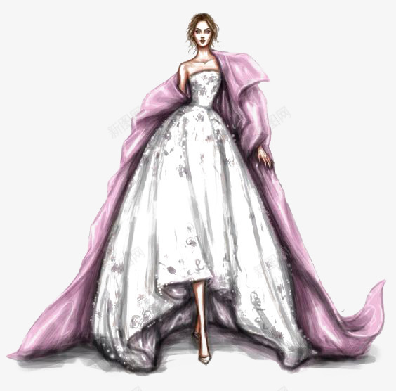 礼服女生png免抠素材_新图网 https://ixintu.com 卡通 女生 手绘 插画 礼服 裙子