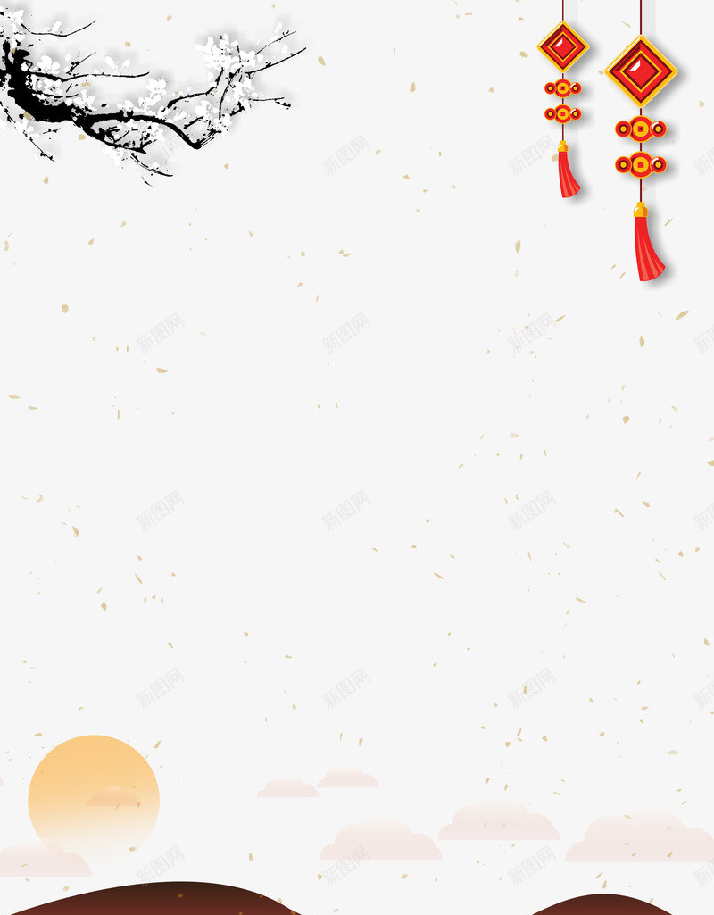 新年卡通手绘背景psd分层图png免抠素材_新图网 https://ixintu.com 喜迎新年 建筑剪影花边 新年卡通手绘背景 欢度春节 水墨梅花 碎金底纹 辞旧迎新