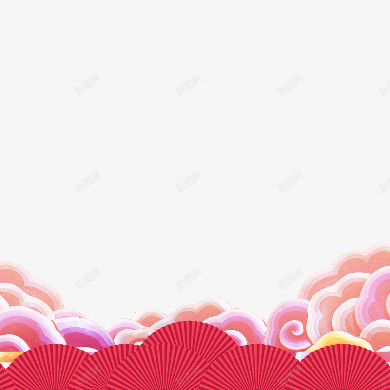 红色祥云psd免抠素材_新图网 https://ixintu.com PNG免抠图 PNG免抠图下载 扇子 春节 祥瑞 腾云驾雾 过年