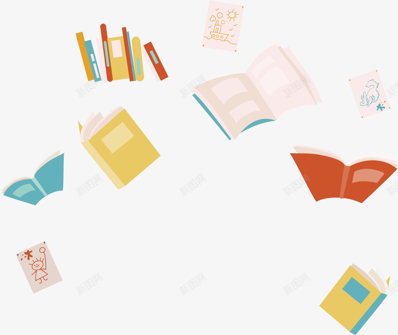 漂浮的书本矢量图ai免抠素材_新图网 https://ixintu.com 书本 书籍 卡通手绘 学习 水彩 知识 课本 矢量图