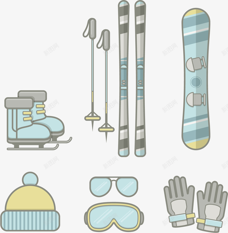手绘服饰png免抠素材_新图网 https://ixintu.com 冬天 帽子 滑雪 防护镜