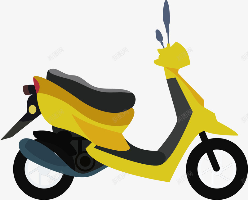 黄色的电动车矢量图ai免抠素材_新图网 https://ixintu.com 代步 双轮 座椅 摩托 椅子 电动车 赛车 车子 车把 轮胎 黄色 矢量图