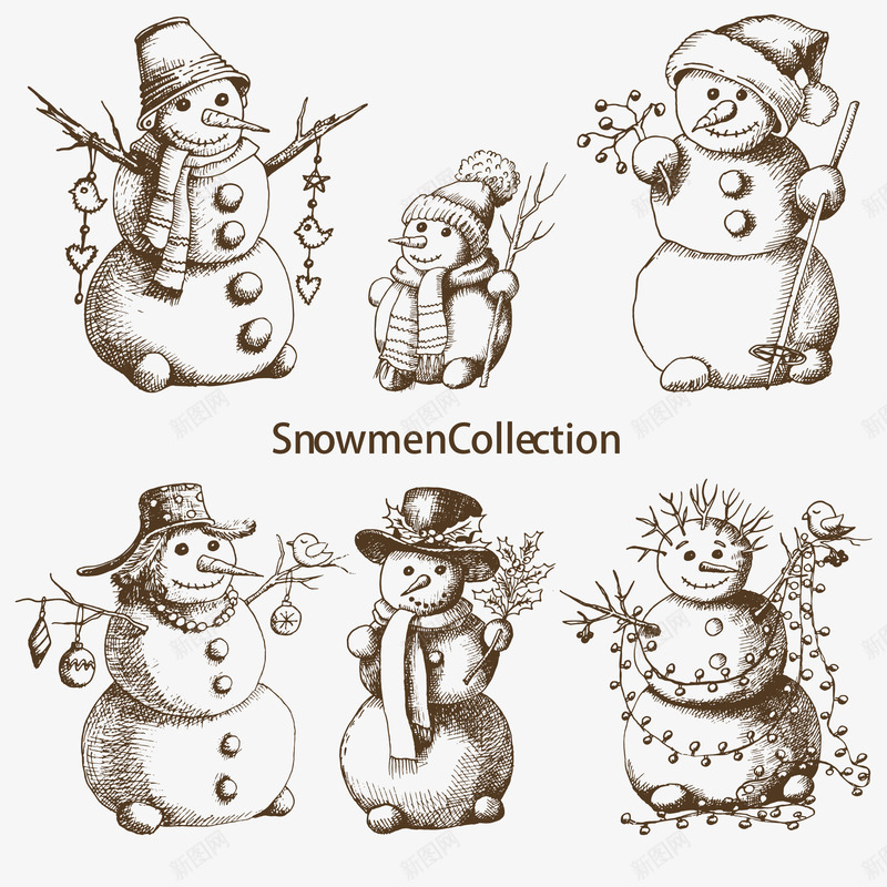 雪人矢量图ai免抠素材_新图网 https://ixintu.com AI免抠 圣诞节 手绘 矢量免抠 雪人 高清大图 矢量图