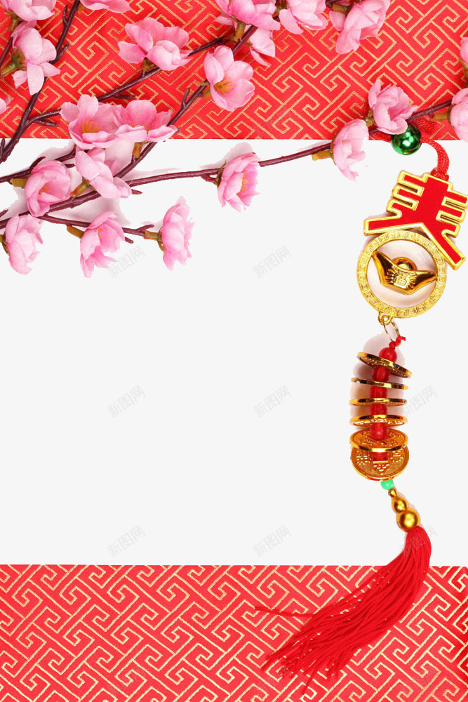 红色春节喜庆背景png免抠素材_新图网 https://ixintu.com 新年 新年背景 新春 新春背景 春节 春节背景免扣素材 桃花 粉色桃花