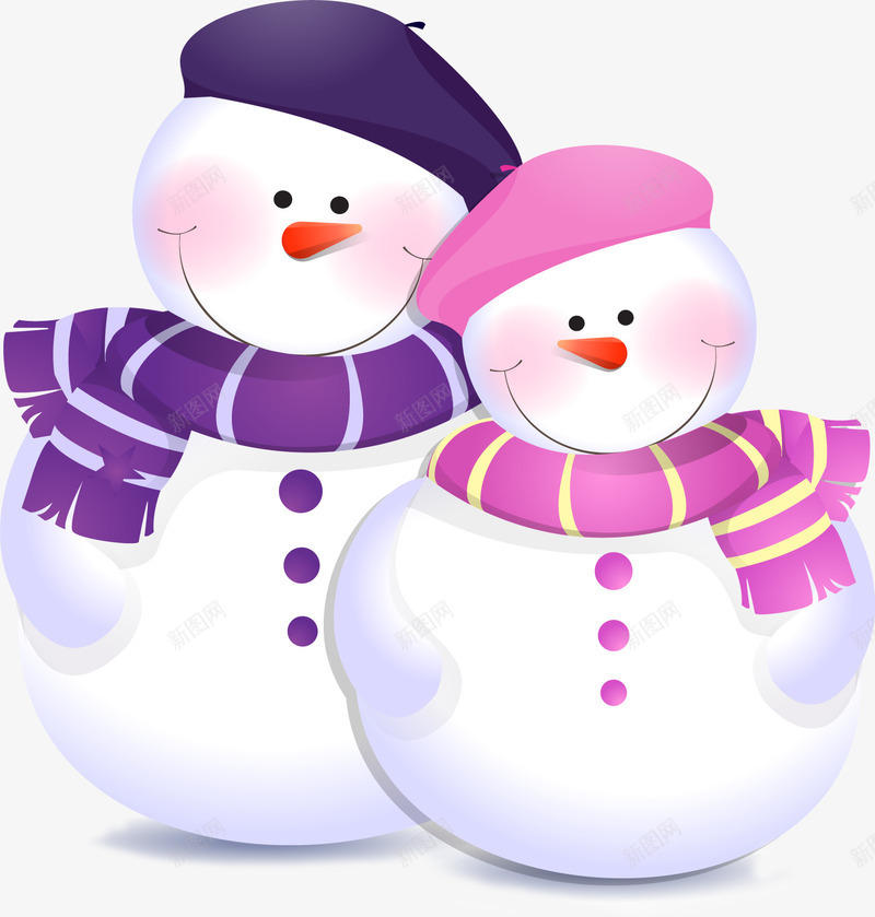 粉紫色可爱手绘雪人png免抠素材_新图网 https://ixintu.com 可爱 紫色 雪人