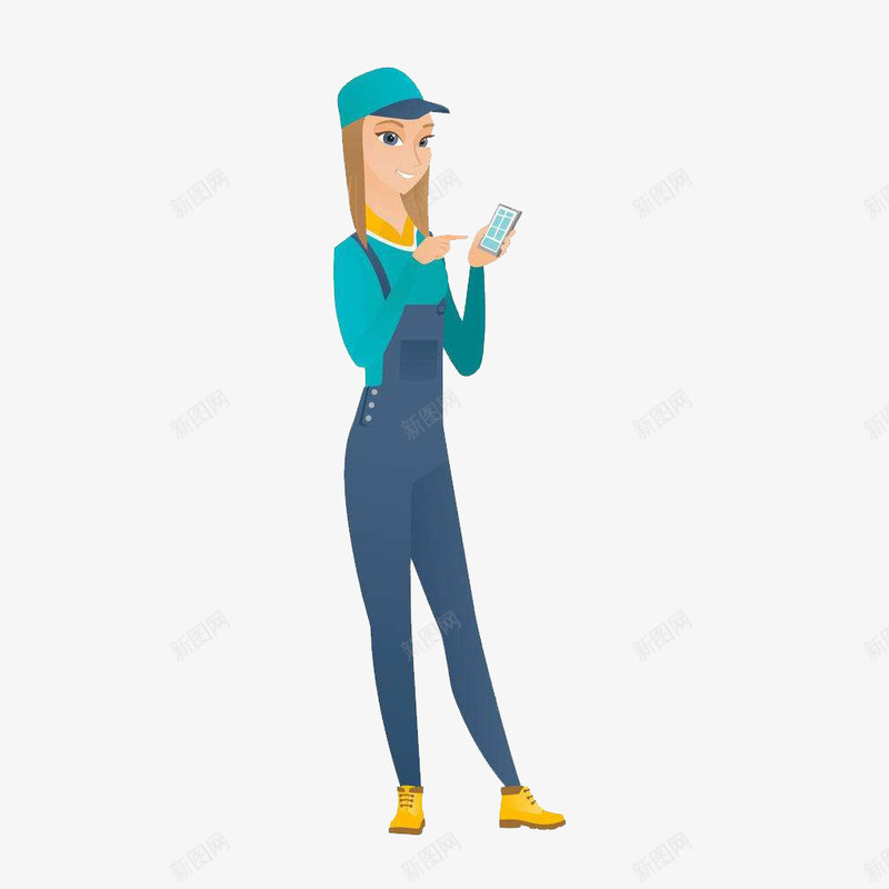 拿着手机的嘻哈卡通美女png免抠素材_新图网 https://ixintu.com 卡通 卡通人物 嘻哈风卡通女孩 手握手机 手机 手绘 拿着手机的卡通人物
