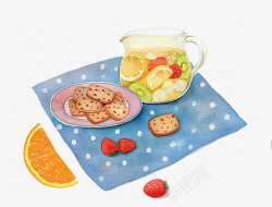 水彩插画水果饮料海报背景橙素材