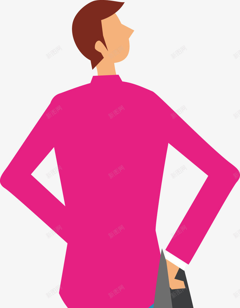 卡通男人背影png免抠素材_新图网 https://ixintu.com 仰望 卡通 男人 粉色衬衫 背影