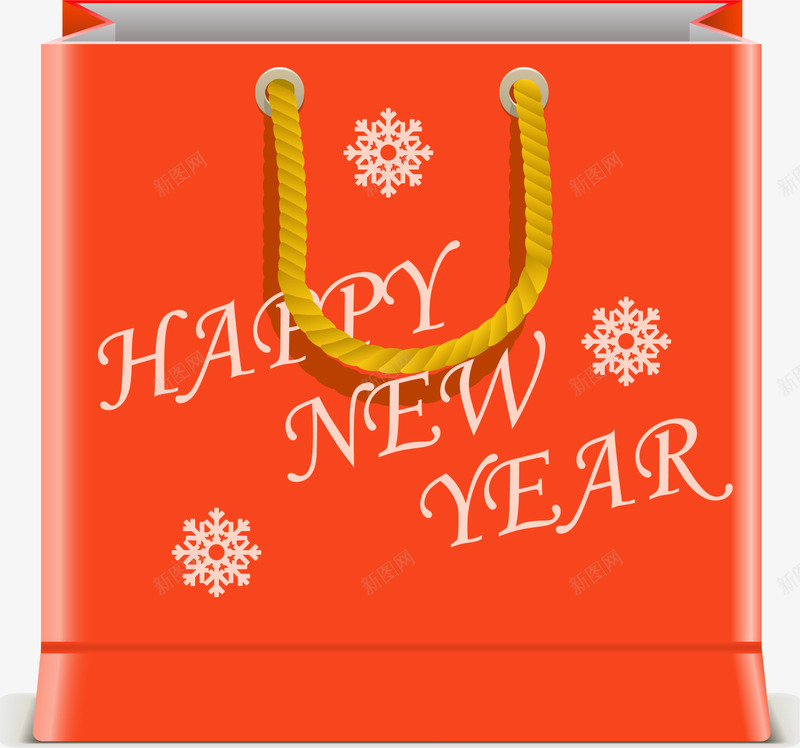 冬日橙色新年礼袋png免抠素材_新图网 https://ixintu.com happy new year 冬季 冬日 冬日礼袋 新年快乐 礼袋 装饰图案 购物袋