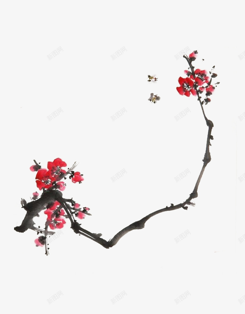 一剪梅枝png免抠素材_新图网 https://ixintu.com 一枝梅花 中国风 春节 枝条 梅花 粉色