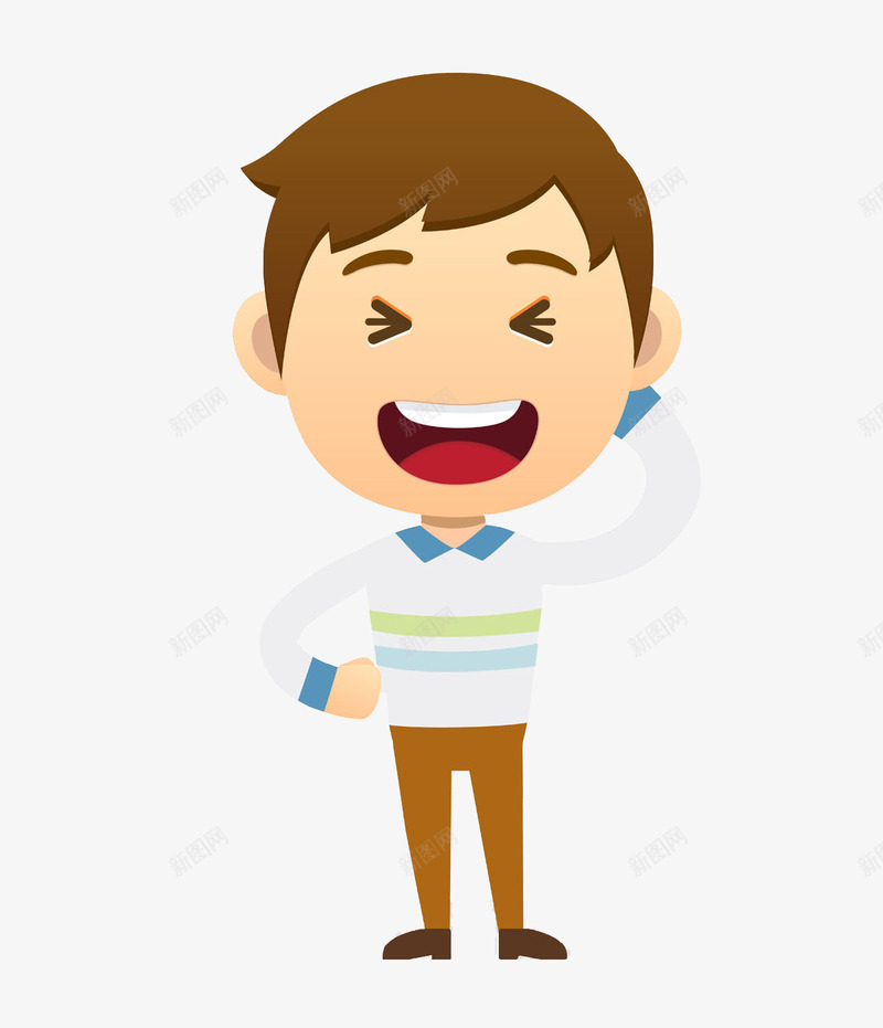 手绘憨笑的男人图png免抠素材_新图网 https://ixintu.com 卡通 帅气的 张嘴的 憨笑的 插图 男人 高兴地