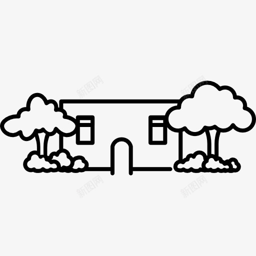 房子树木图标png_新图网 https://ixintu.com 园林 家居 建筑 房地产 院子
