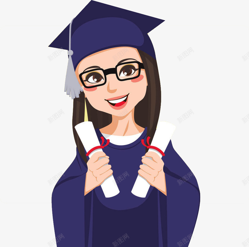 紫色创意学生毕业卡通插画png免抠素材_新图网 https://ixintu.com 创意 卡通插画 可爱 喜悦 学士 毕业 紫色 高兴