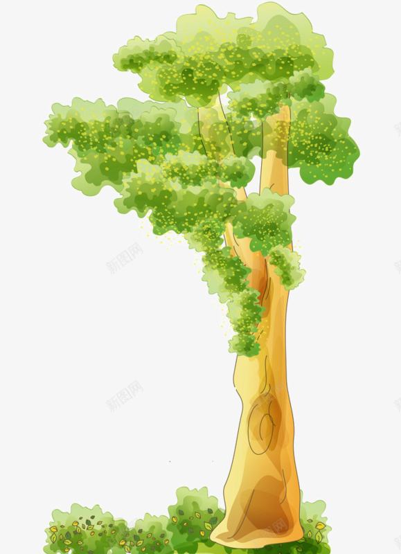 一棵绿色大树png免抠素材_新图网 https://ixintu.com 卡通大树 大树 手绘大树 绿色大树