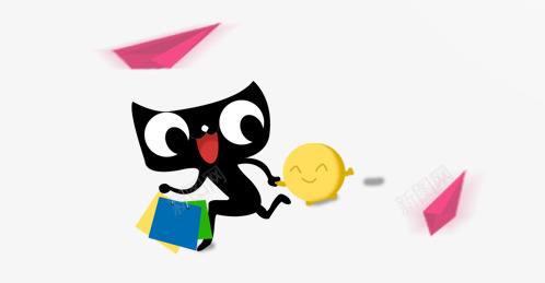 天猫购物金币几何漂浮psd免抠素材_新图网 https://ixintu.com 几何 漂浮 购物袋 金币