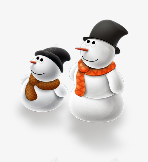 两个雪人psd免抠素材_新图网 https://ixintu.com 两个雪人 卡通雪人 可爱